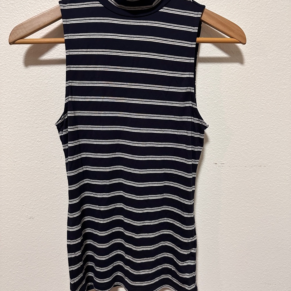 H&M Dark Blue and White Striped Tank Top